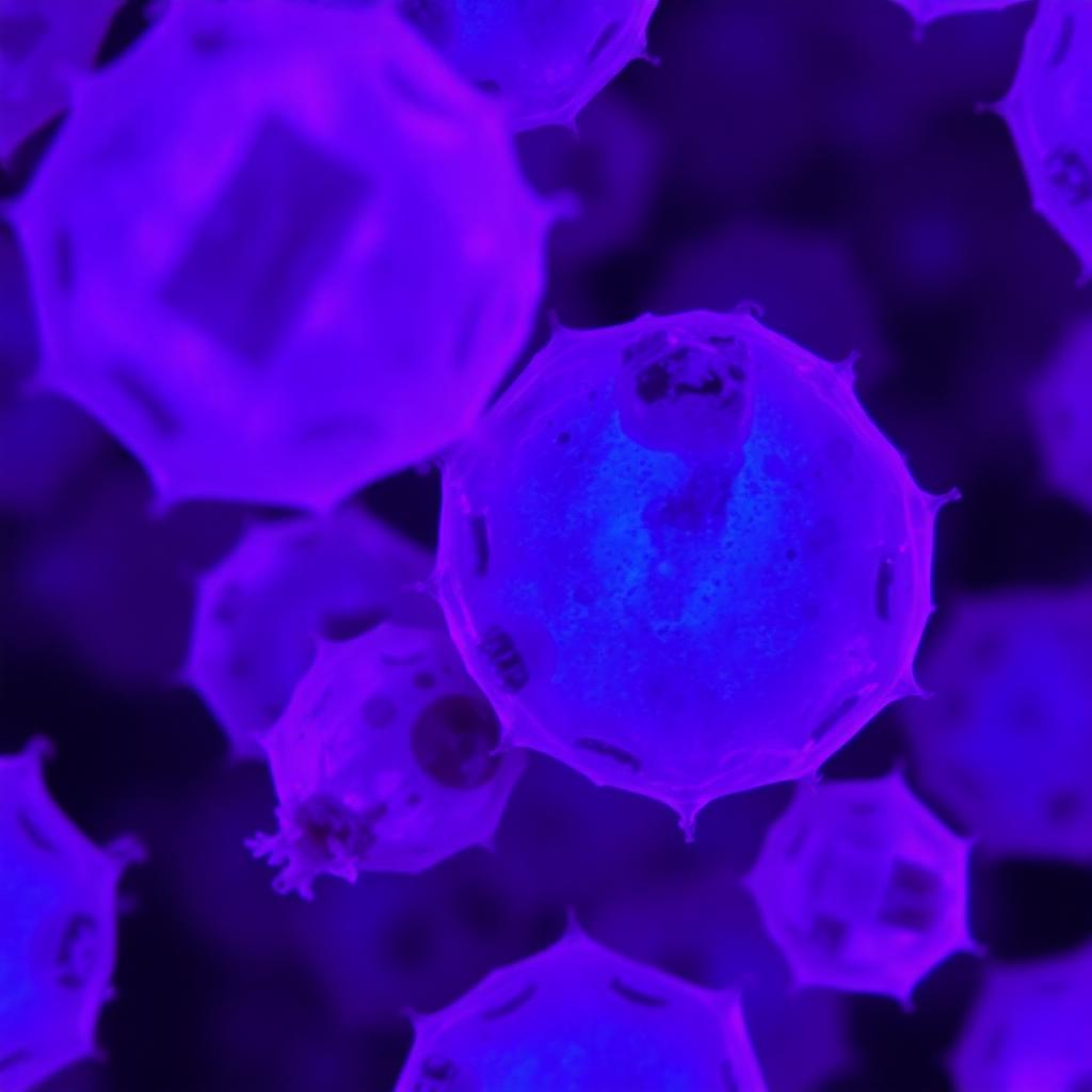 Hematopoietic stem cells under fluorescence microscopy