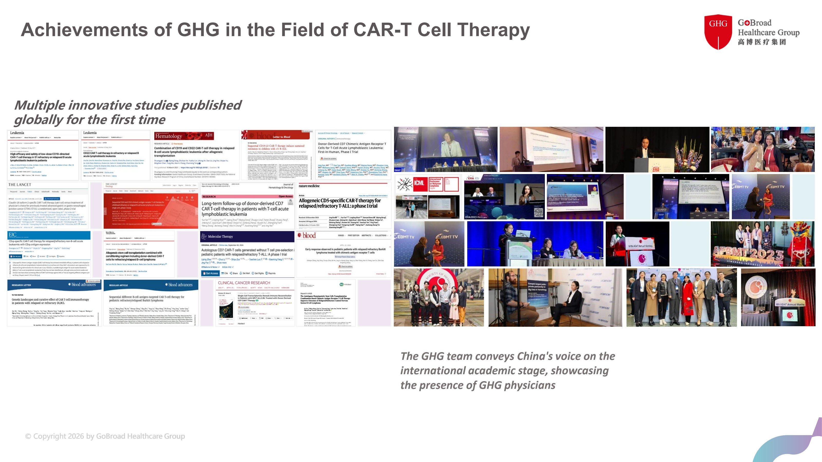 GHG achievements in the field of CAR-T cell therapy — international publications