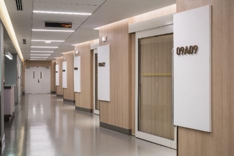 Inpatient corridor at Jiahui International Hospital, Shanghai